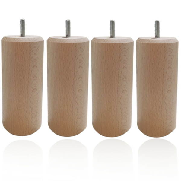 Pied de lit bois naturel cylindre hauteur 15 centimètres | Litex