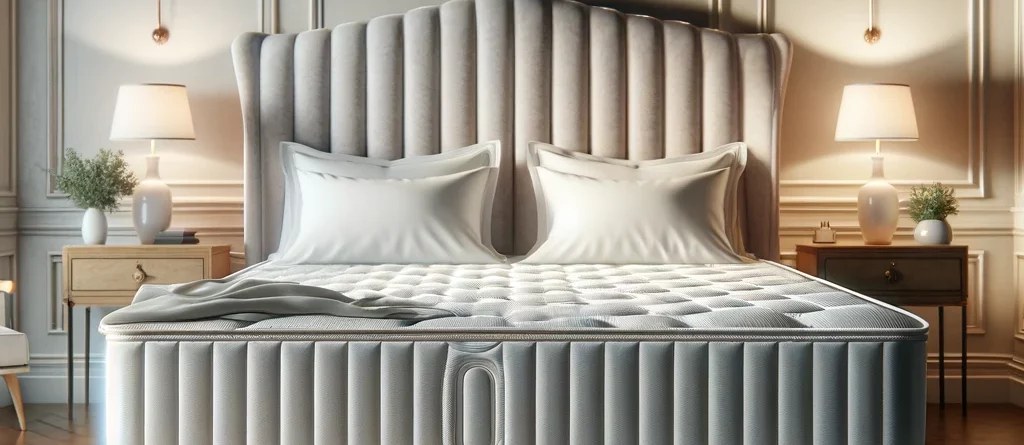 Lit d'hôtel luxueux avec matelas à ressorts ensachés et linge de lit blanc