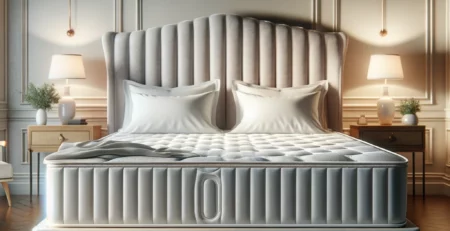 Lit d'hôtel luxueux avec matelas à ressorts ensachés et linge de lit blanc