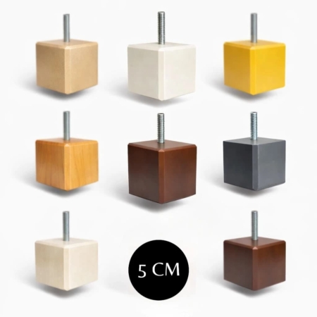 Collection de pieds de lit carrés en bois massif Margot 5 cm disponibles en plusieurs coloris
