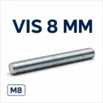 Vis filetée M8 pied de lit en acier zingué de diamètre 8 mm