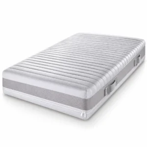 Vue d'ensemble de la housse de matelas camping Premium 20 cm avec zip blanc et poignées
